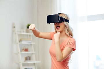 Image showing woman in virtual reality headset or 3d glasses