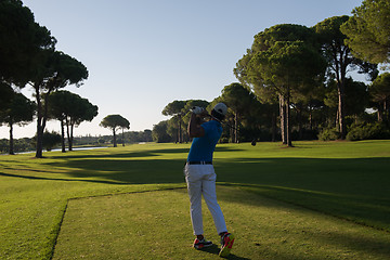 Image showing golf player hitting shot