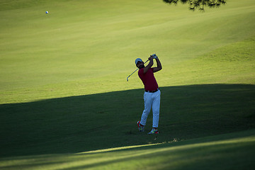 Image showing golf player hitting long shot