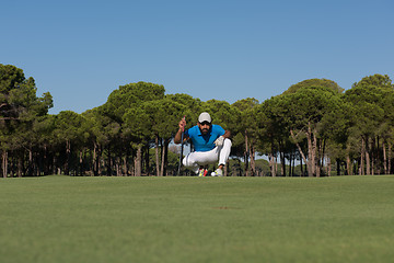 Image showing golf player aiming perfect  shot