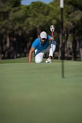 Image showing golf player aiming perfect  shot