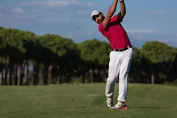 Image showing golf player hitting long shot