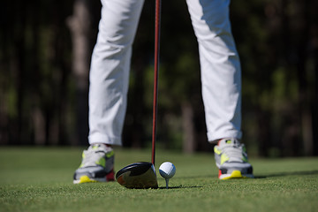 Image showing golf player hitting shot