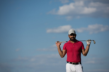 Image showing handsome middle eastern golf player portrait at course