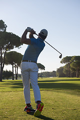 Image showing golf player hitting shot