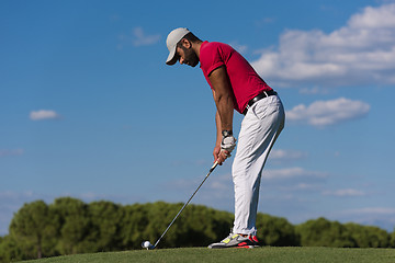 Image showing golf player hitting long shot