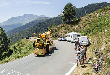 Image showing Mc Cain Caravan in Pyrenees Mountains - Tour de France 2015