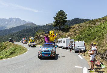 Image showing Haribo Caravan in Pyrenees Mountains - Tour de France 2015