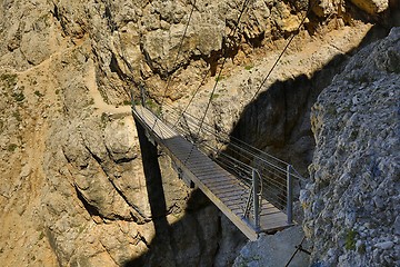 Image showing Suspension Footbridge In The Dolomites