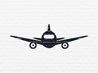 Image showing Travel concept: Aircraft on wall background