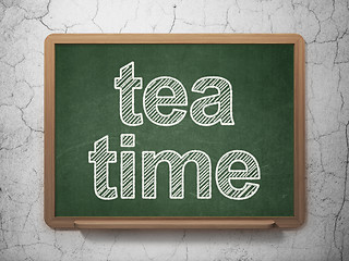 Image showing Time concept: Tea Time on chalkboard background