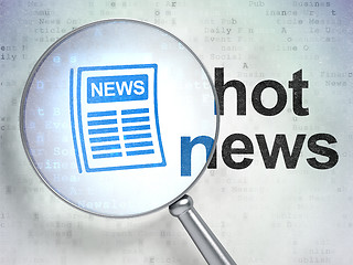 Image showing News concept: Newspaper and Hot News with optical glass