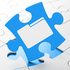 Image showing Business concept: Folder on puzzle background