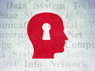 Image showing Data concept: Head With Keyhole on Digital Data Paper background