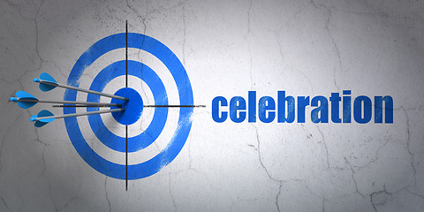 Image showing Entertainment, concept: target and Celebration on wall background