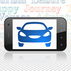 Image showing Vacation concept: Smartphone with Car on display