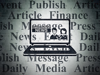Image showing News concept: Breaking News On Laptop on Digital Data Paper background