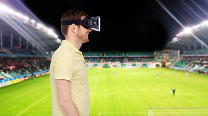 Image showing man in virtual reality headset over football field