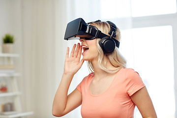 Image showing woman in virtual reality headset or 3d glasses