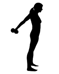 Image showing Silhouette of woman doing exercises