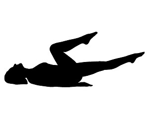 Image showing Silhouette of woman doing yoga