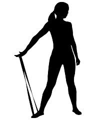 Image showing Silhouette of woman doing exercises