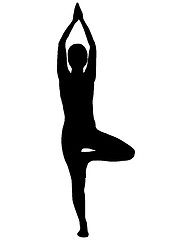 Image showing Silhouette of woman doing yoga