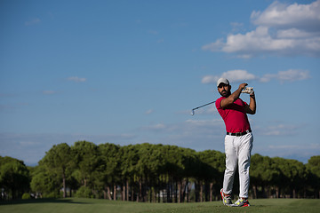 Image showing golf player hitting long shot