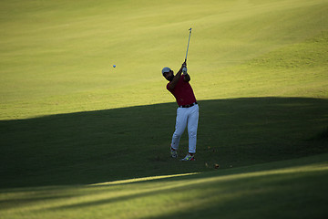 Image showing golf player hitting long shot