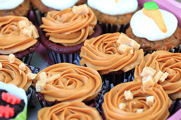Image showing caramel cupcakes background