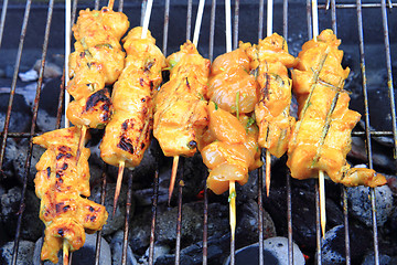 Image showing grilled chicken skewer 