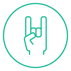 Image showing Rock and roll hand sign line icon.