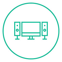 Image showing Home cinema system line icon.