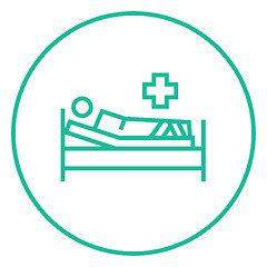 Image showing Patient lying on bed line icon.