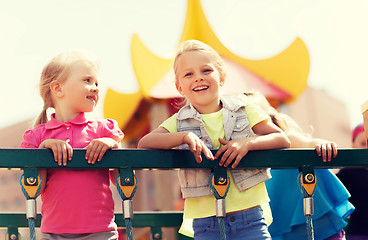 Image showing happy little girls on children playground