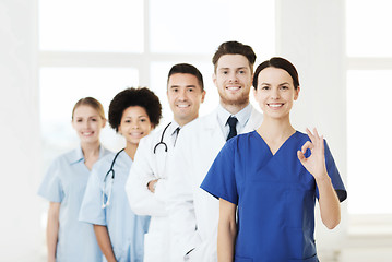 Image showing group of happy doctors at hospital