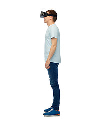 Image showing happy man in virtual reality headset or 3d glasses