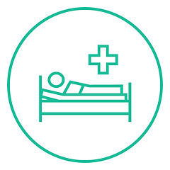 Image showing Patient lying on bed line icon.