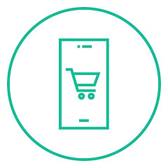 Image showing Online shopping line icon.