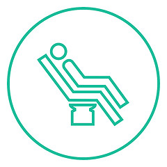 Image showing Man sitting on dental chair line icon.