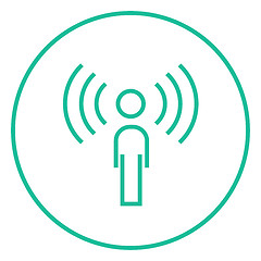 Image showing Man with soundwaves line icon.