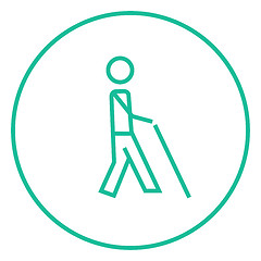 Image showing Blind man with stick line icon.