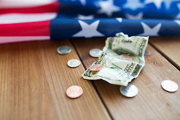 Image showing close up of american flag and money