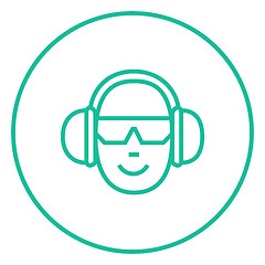 Image showing Man in headphones line icon.