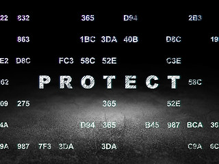 Image showing Protection concept: Protect in grunge dark room