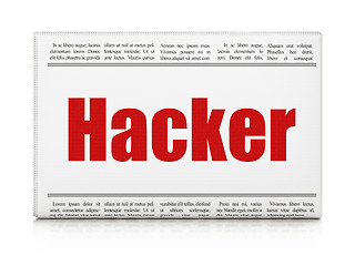 Image showing Safety concept: newspaper headline Hacker