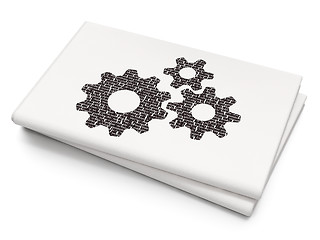 Image showing Web design concept: Gears on Blank Newspaper background