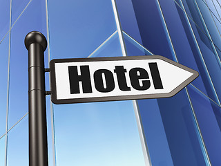 Image showing Vacation concept: sign Hotel on Building background