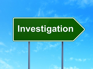 Image showing Science concept: Investigation on road sign background