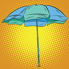 Image showing Beach umbrella blue green